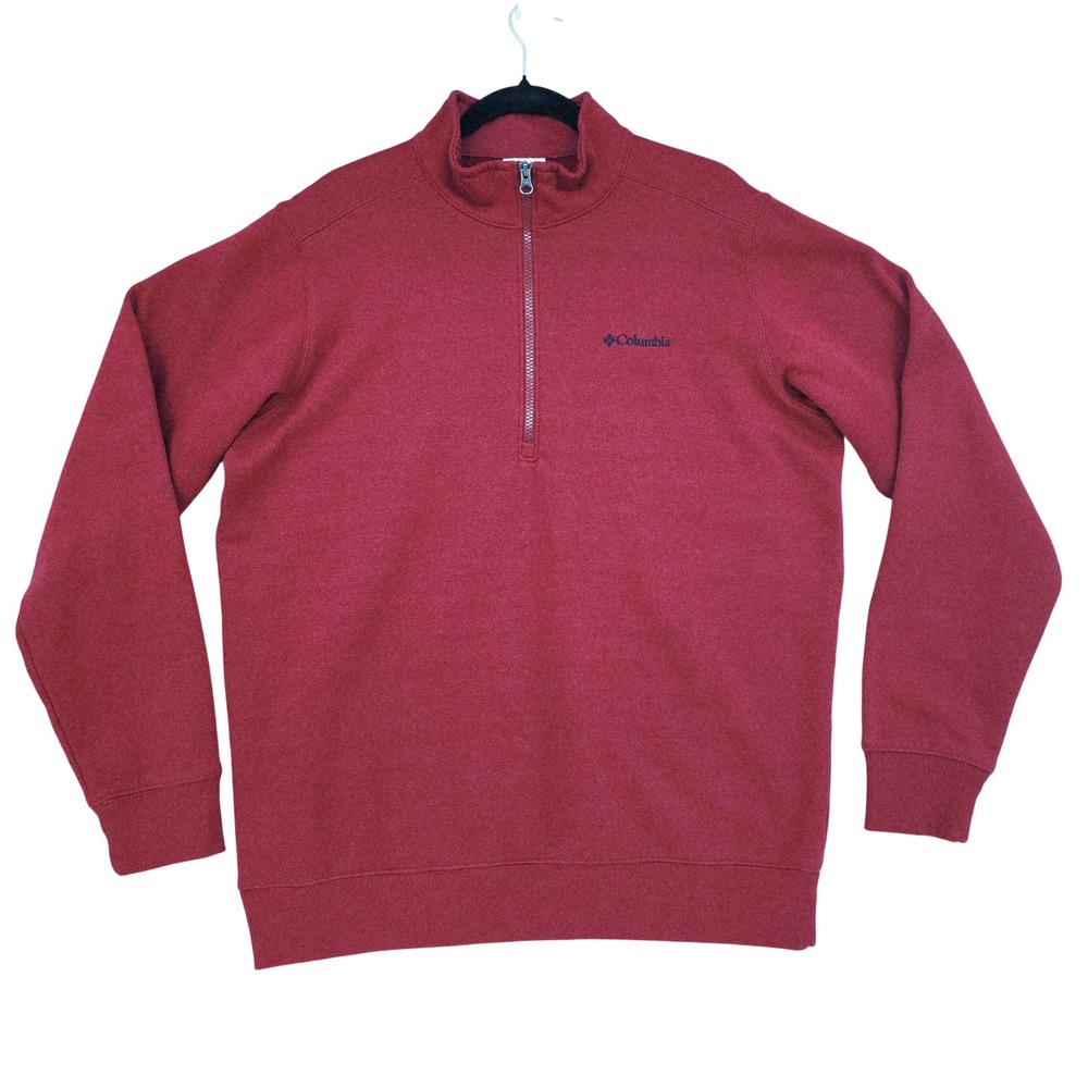 Columbia Hart Mountain II 1/4 Zip Pullover M Mens Sweatshirt Red Fleece Lined‎